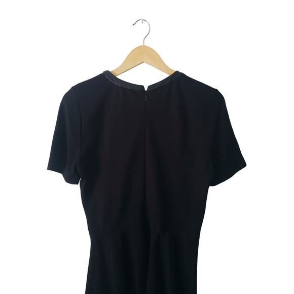 Madewell Fit & Flare Leather Trim Mini Dress Black Size Medium - Picture 6 of 9